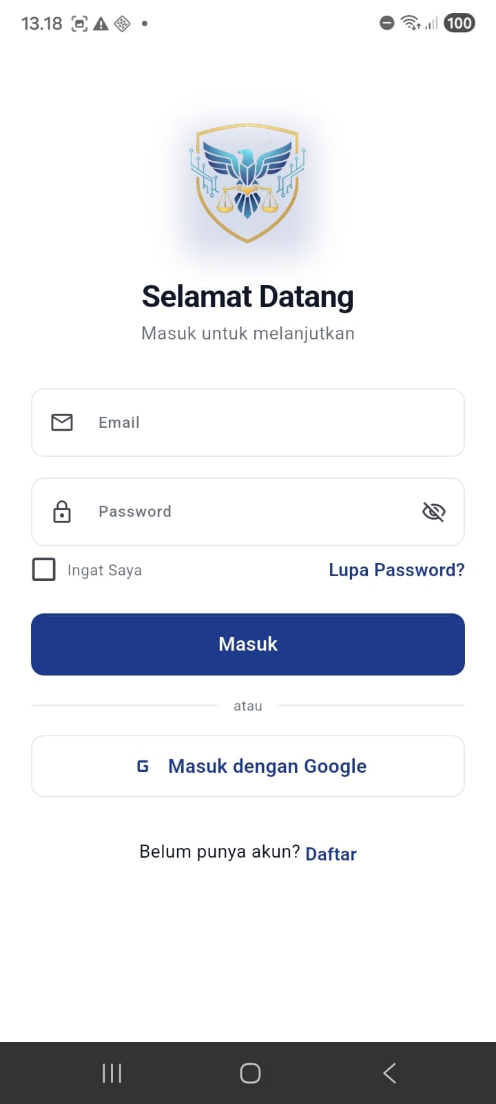 Login — email/password & Google Sign-In