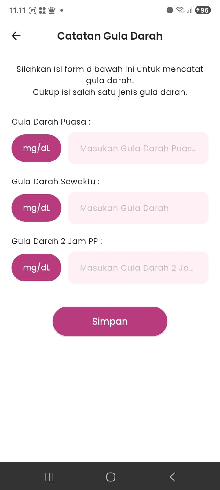 Blood sugar records — fasting, random & 2-hour post-prandial (mg/dL)
