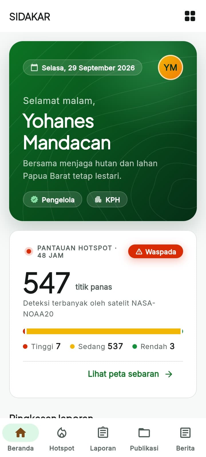 Home — 48-hour hotspot monitoring and a report summary for officers