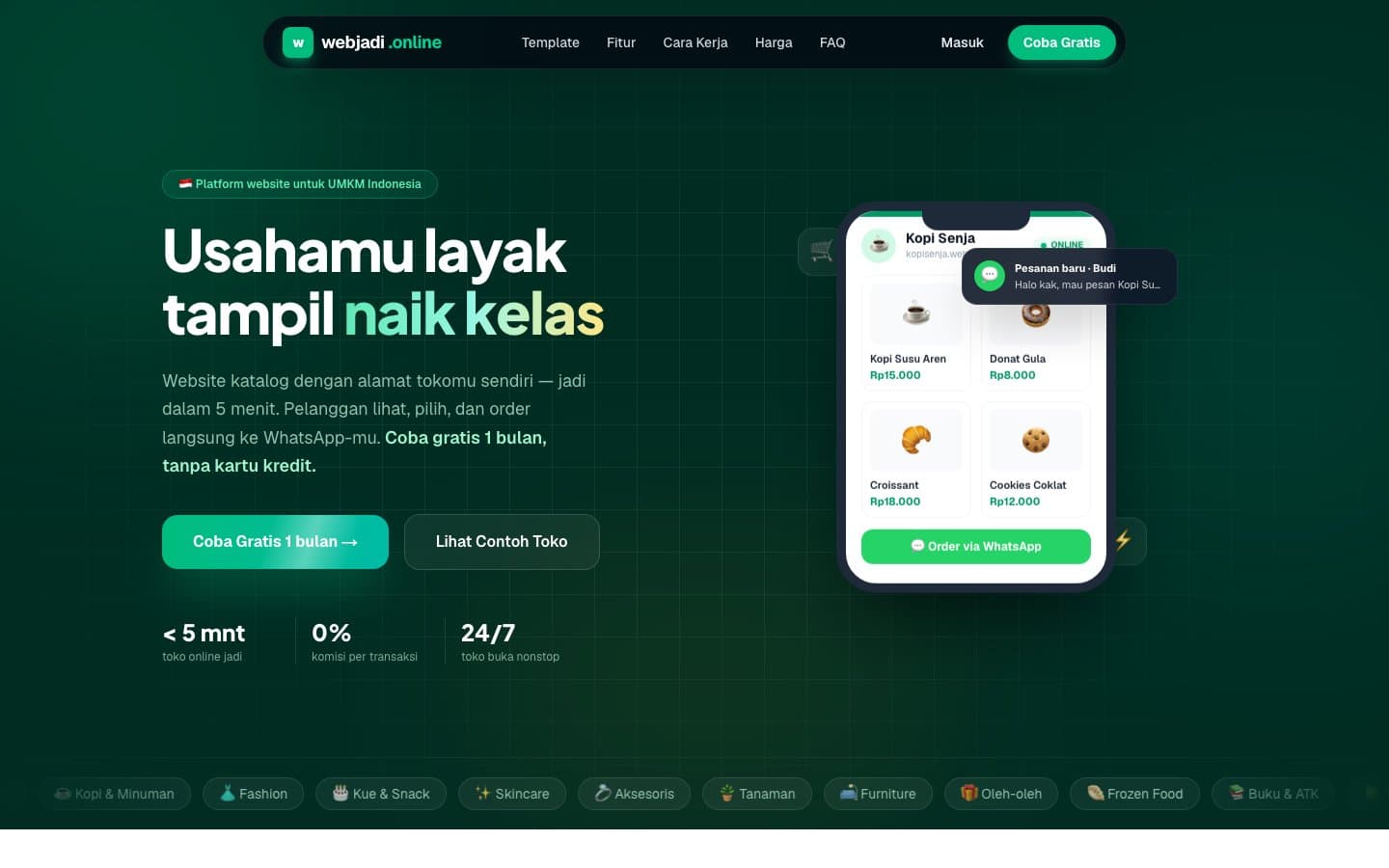 webjadi.online — Micro-SaaS Website Builder Multi-Tenant untuk UMKM